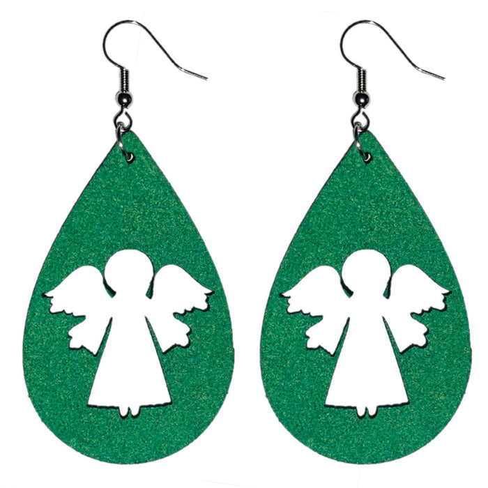 Original Christmas Snowman Earrings with Angel Teardrop Design