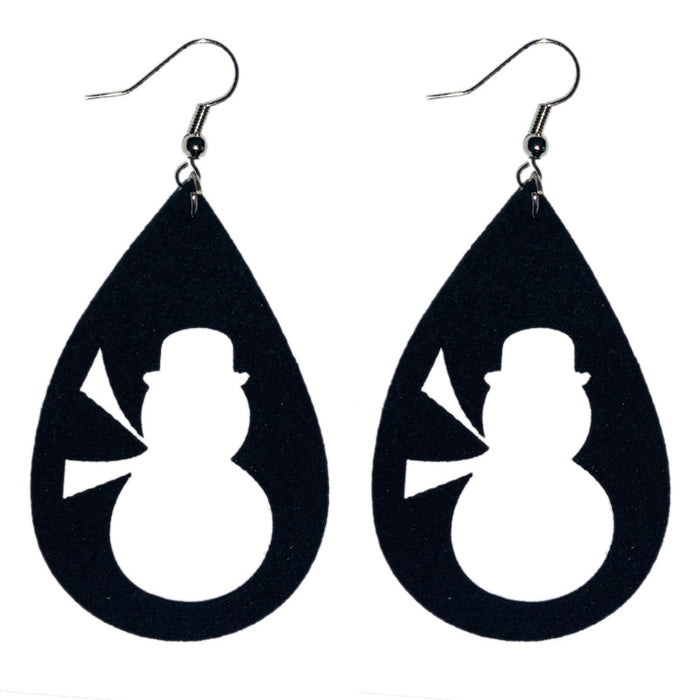 Original Christmas Snowman Earrings with Angel Teardrop Design