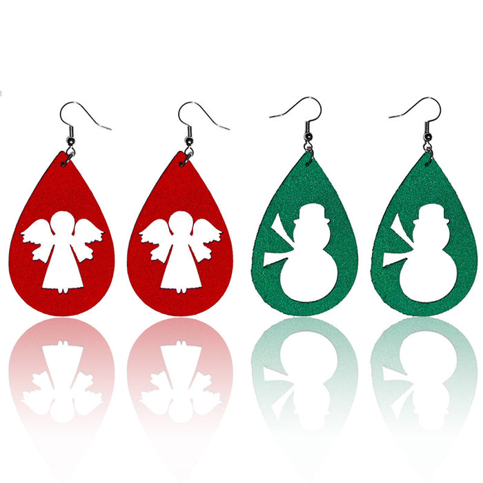 Original Christmas Snowman Earrings with Angel Teardrop Design