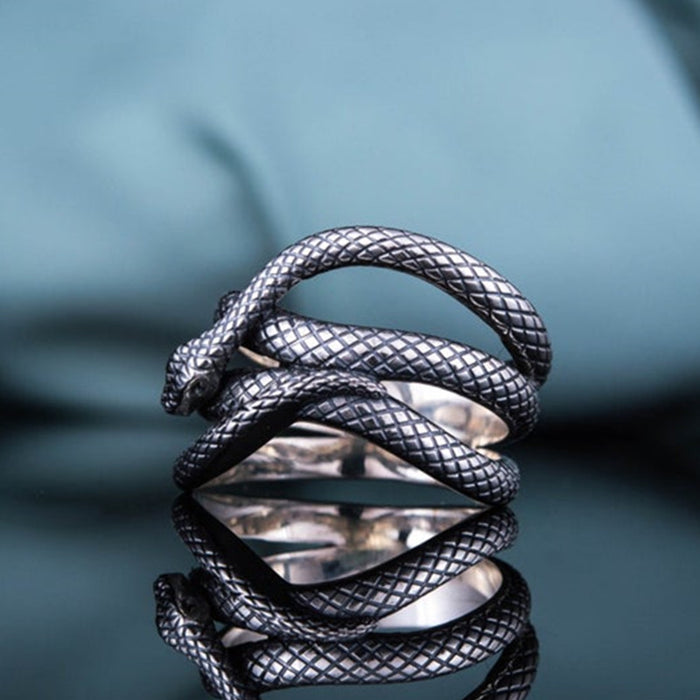 Vintage silver plated snake ring unisex ring