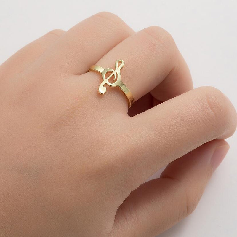 Anillo con símbolo musical, anillo abierto con nota musical simple japonesa y coreana al por mayor