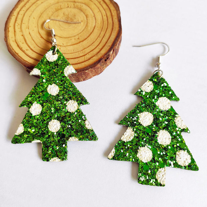 Shiny Christmas Tree Earrings with Glitter Design