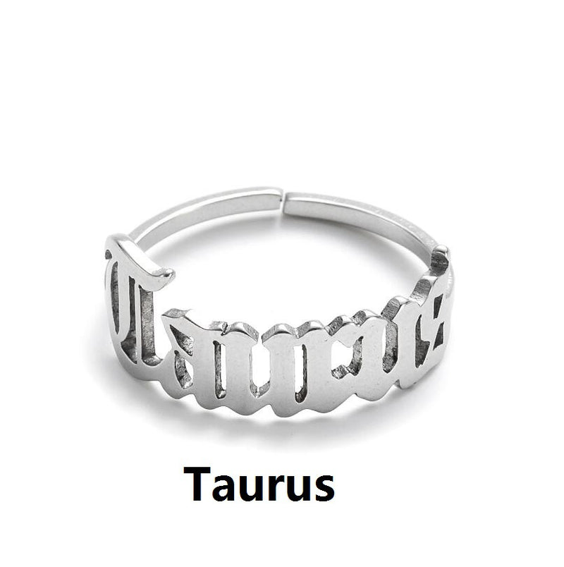 Stainless steel letter ring, European and American retro open ring wholesale