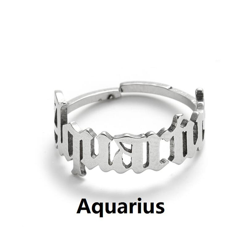 Stainless steel letter ring, European and American retro open ring wholesale