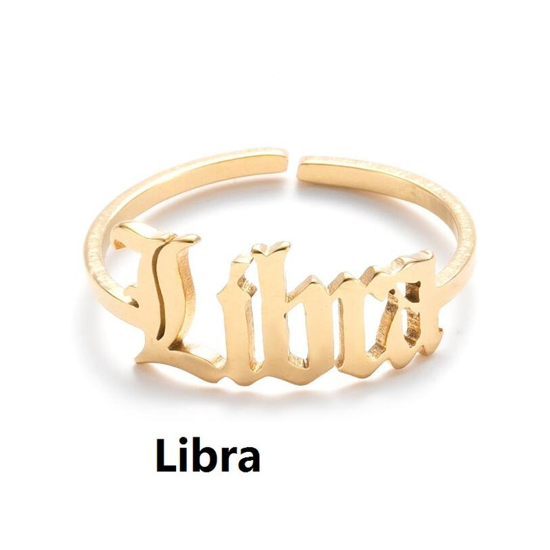 Stainless steel letter ring, European and American retro open ring wholesale