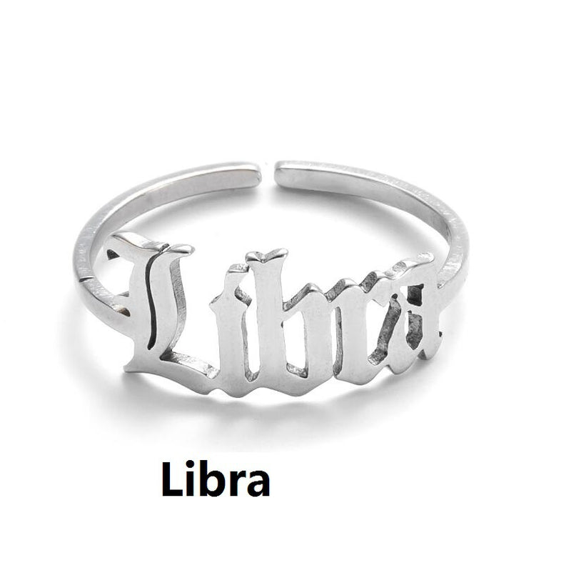 Stainless steel letter ring, European and American retro open ring wholesale