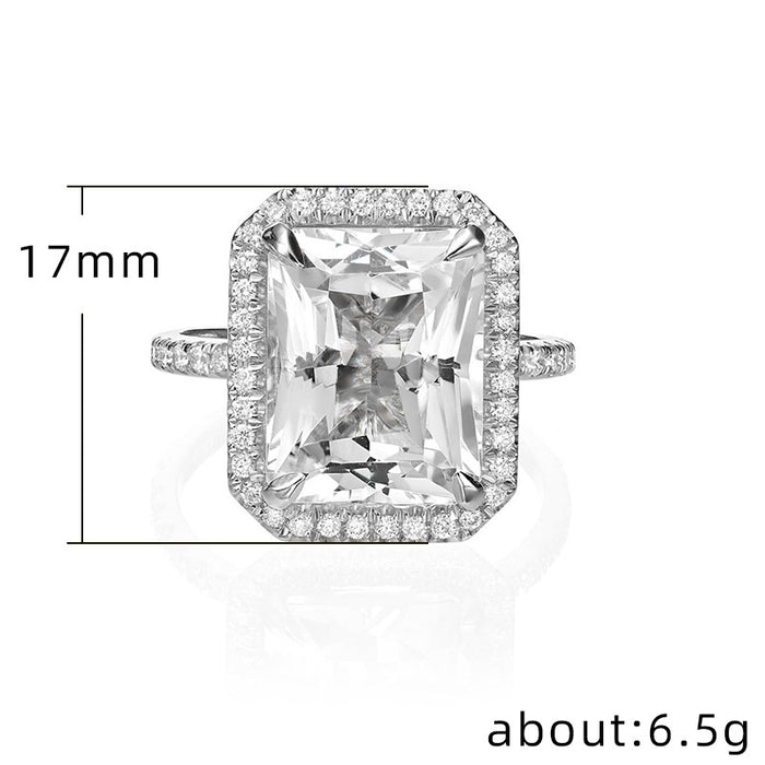 Atmospheric flash zirconium square engagement ring European and American trendy wholesale