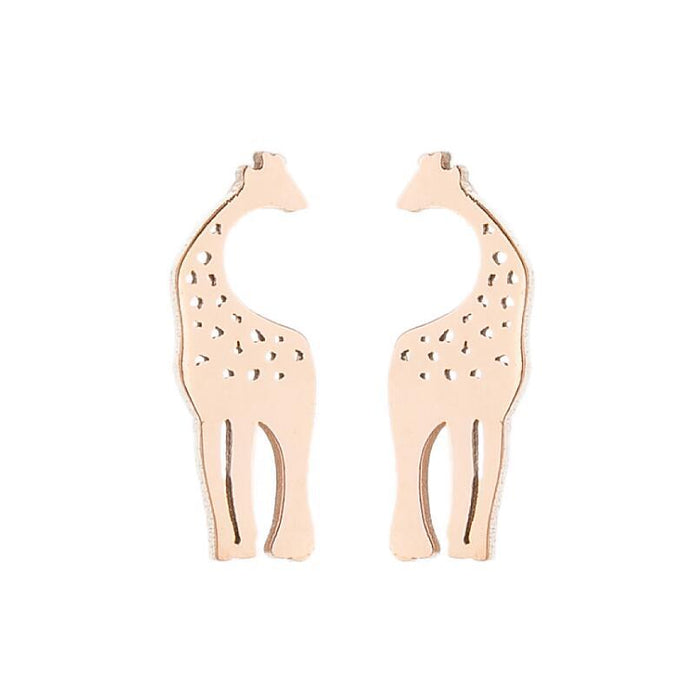 Animal earrings, 2023 retro European and American mini stainless steel cute giraffe snake fish rabbit cat ear jewelry