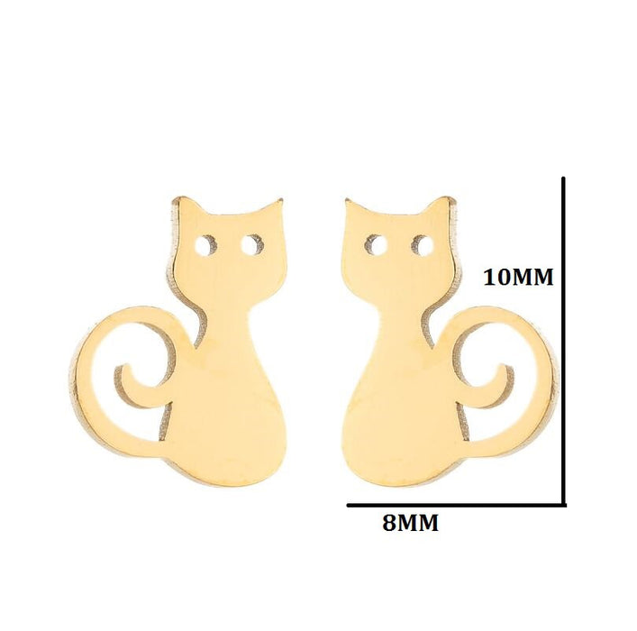 Pendientes de gato y ratón, lindos pendientes coreanos de acero inoxidable con forma de gato pequeño para mascotas, venta al por mayor