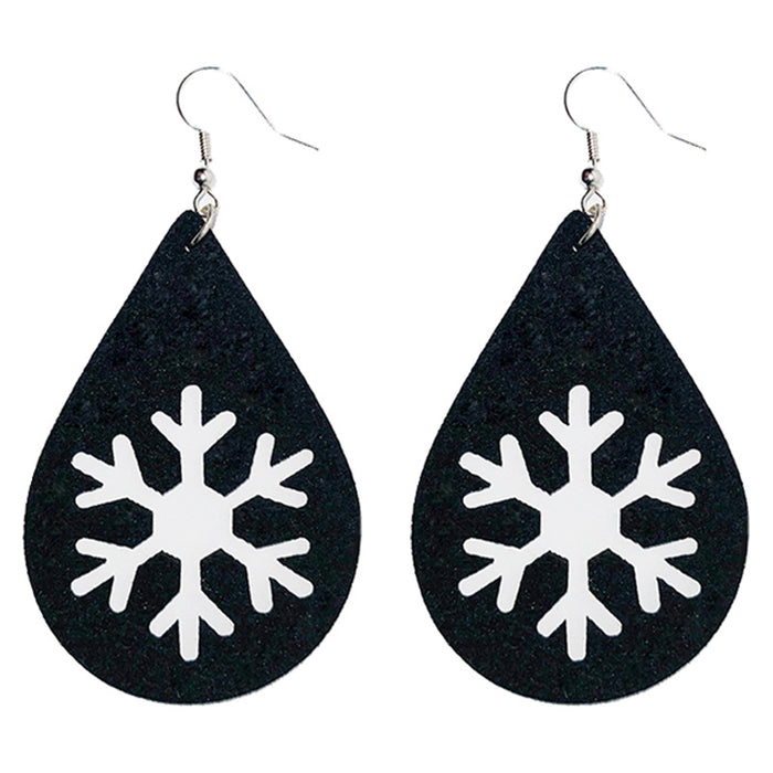 Original Christmas Snowflake Earrings with Red and Black Teardrop Design