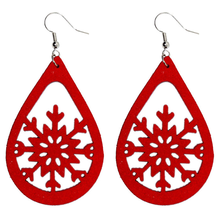 Original Christmas Snowflake Earrings with Red and Black Teardrop Design