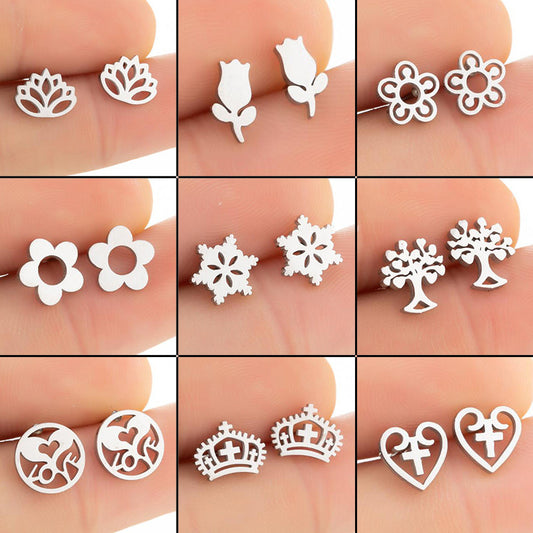 Leaf snowflake earrings, Korean women's forest style fresh week earrings ins girlfriends simple earrings