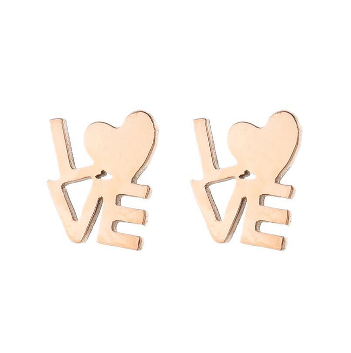 LOVE Heart and Star Stainless Steel Stud Earrings - Cute and Stylish Animal Jewelry