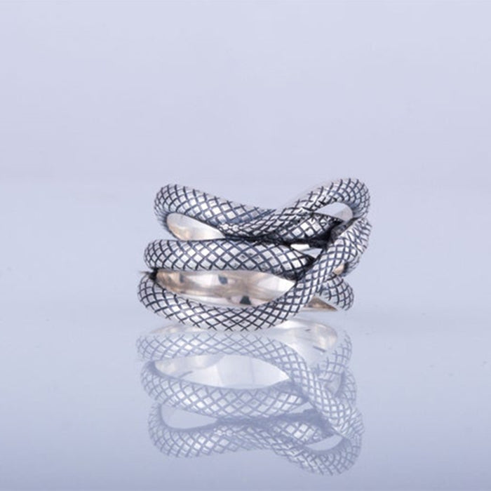 Vintage silver plated snake ring unisex ring