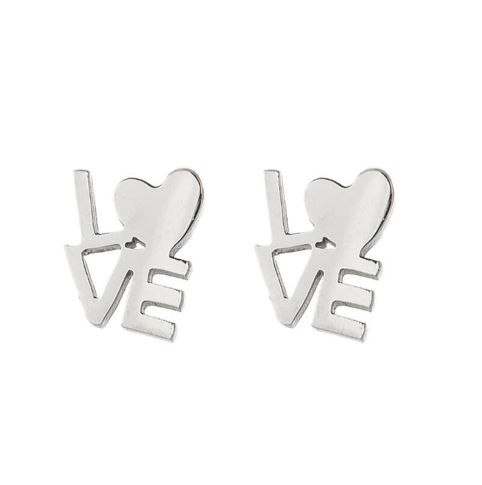 Love heart earrings, Japanese and Korean women's new stainless steel couple kiss lips simple earrings in stock