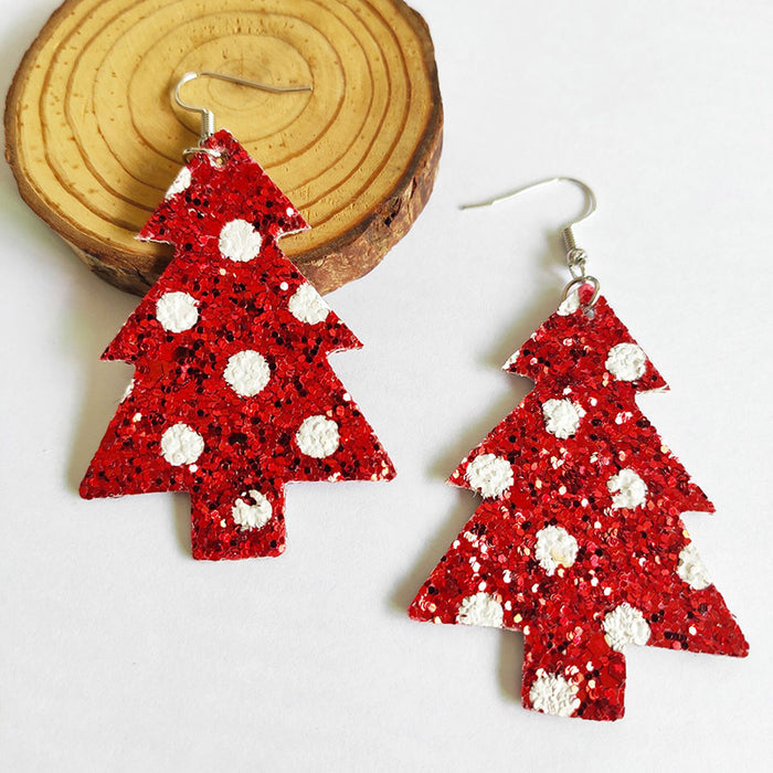 Shiny Christmas Tree Earrings with Glitter Design