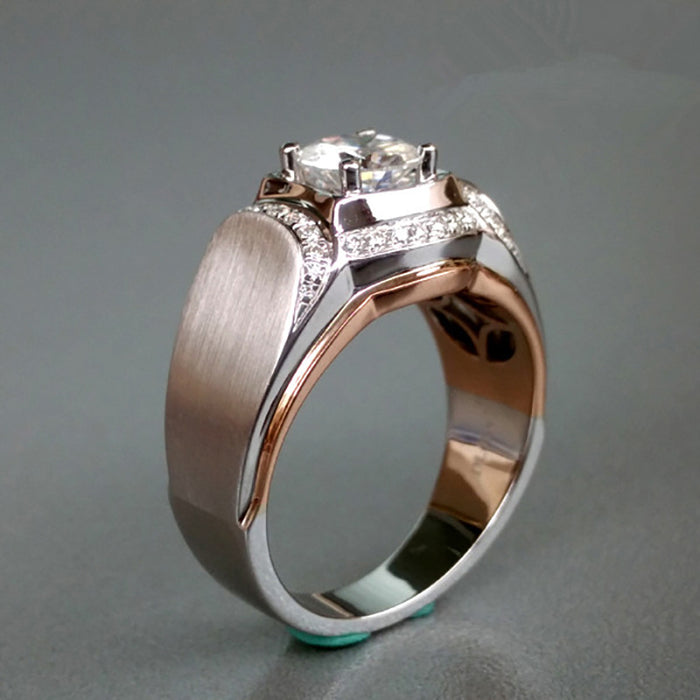 Fashionable and elegant ladies wedding ring electroplated two-color imitation zircon