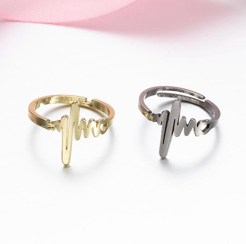 Stainless steel geometric retro open ring, star and moon adjustable hand jewelry wholesale