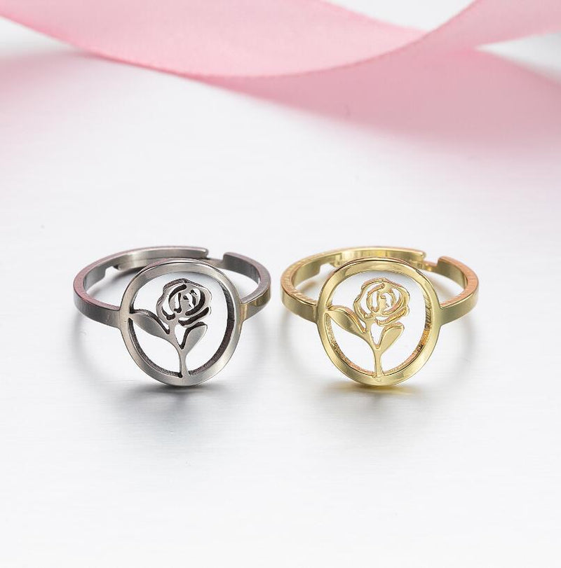 Stainless steel geometric retro open ring, star and moon adjustable hand jewelry wholesale