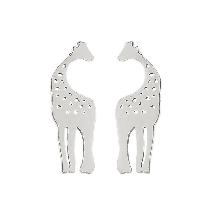 Animal earrings, 2023 retro European and American mini stainless steel cute giraffe snake fish rabbit cat ear jewelry