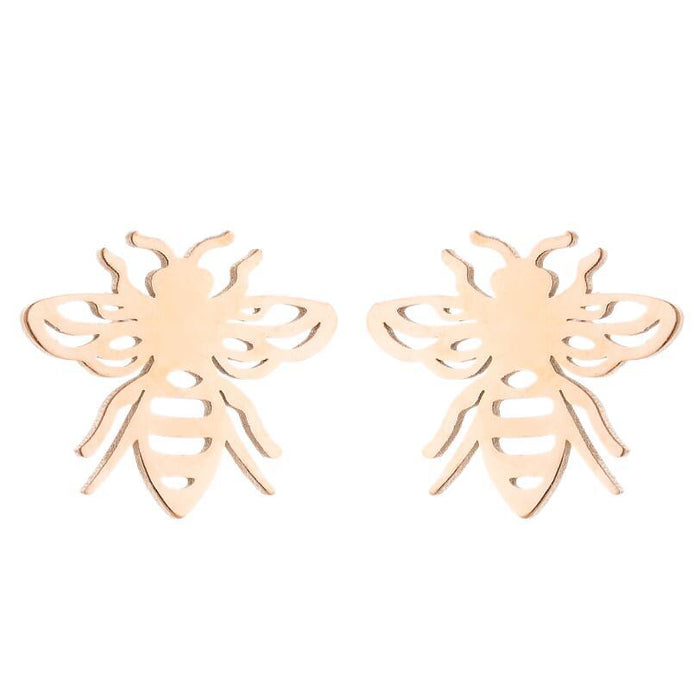 Pendientes de abeja y jirafa, pendientes de búho de acero inoxidable sencillos y lindos para niñas, venta al por mayor