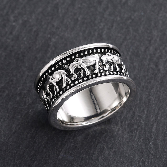 Anillo de moda con elefante galvanizado para hombres y mujeres, anillo transfronterizo