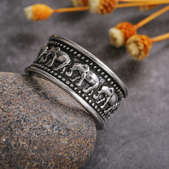 Anillo de moda con elefante galvanizado para hombres y mujeres, anillo transfronterizo