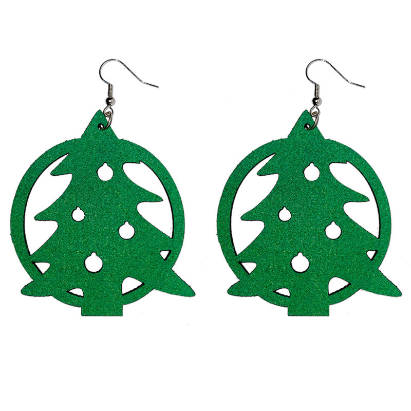 Original Christmas Tree and Deer Earrings with Festive Design