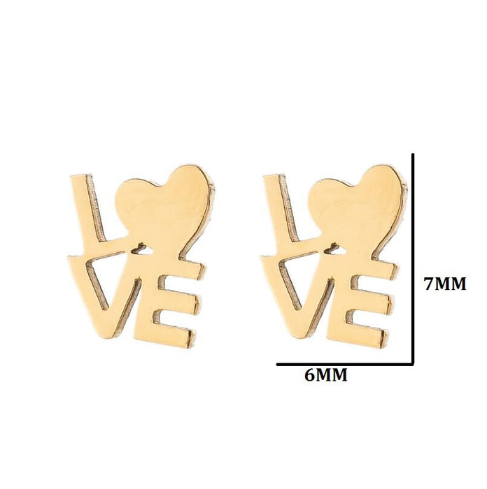 LOVE Heart and Star Stainless Steel Stud Earrings - Cute and Stylish Animal Jewelry