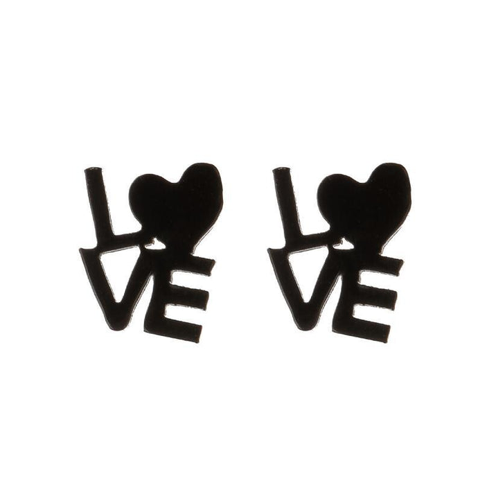 LOVE Heart and Star Stainless Steel Stud Earrings - Cute and Stylish Animal Jewelry