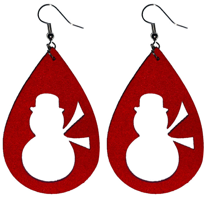 Original Christmas Snowman Earrings with Angel Teardrop Design