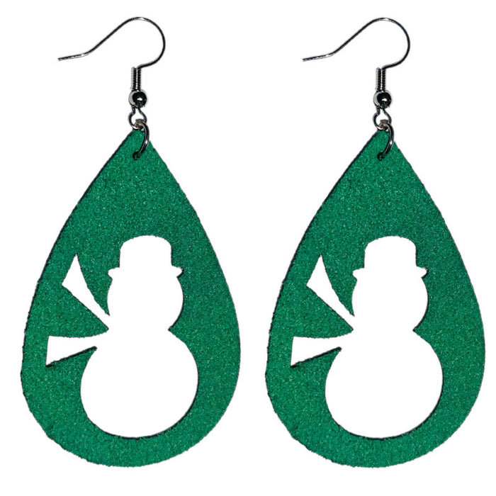 Original Christmas Snowman Earrings with Angel Teardrop Design