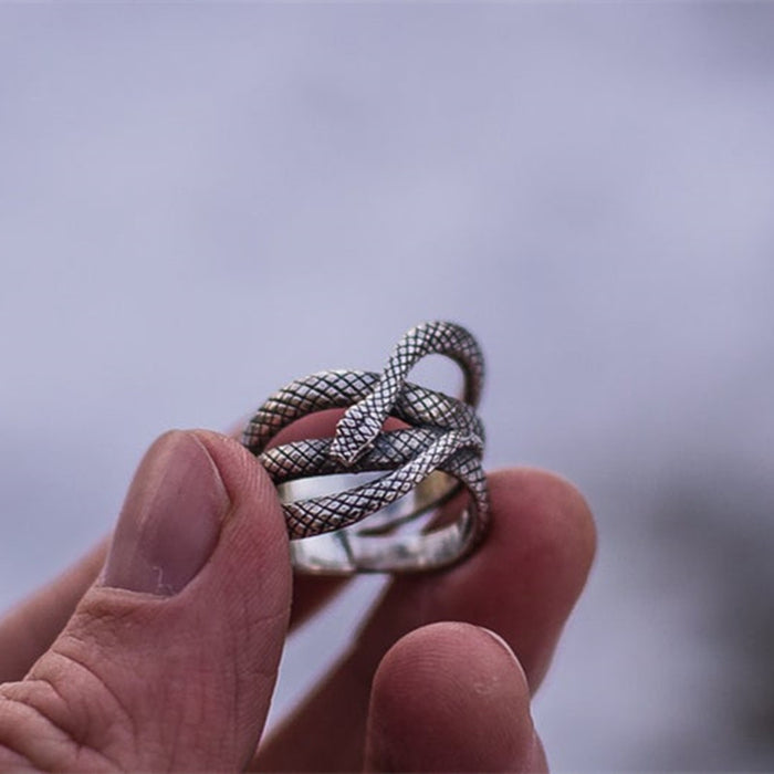 Vintage silver plated snake ring unisex ring