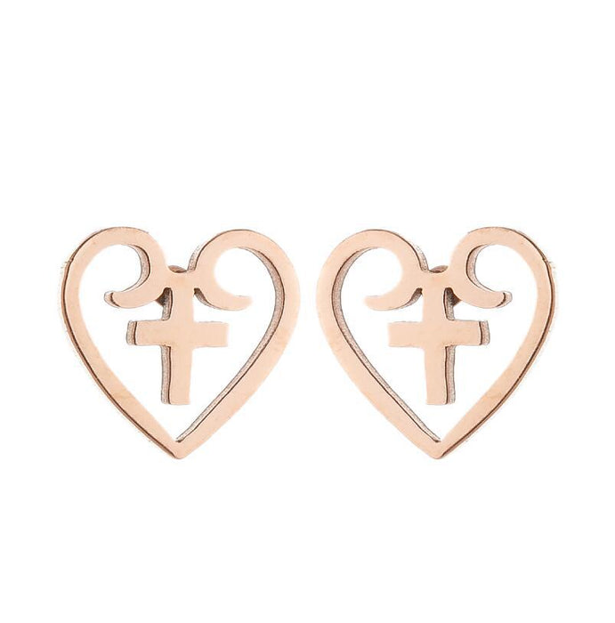 Love heart earrings, Japanese and Korean women's new stainless steel couple kiss lips simple earrings in stock