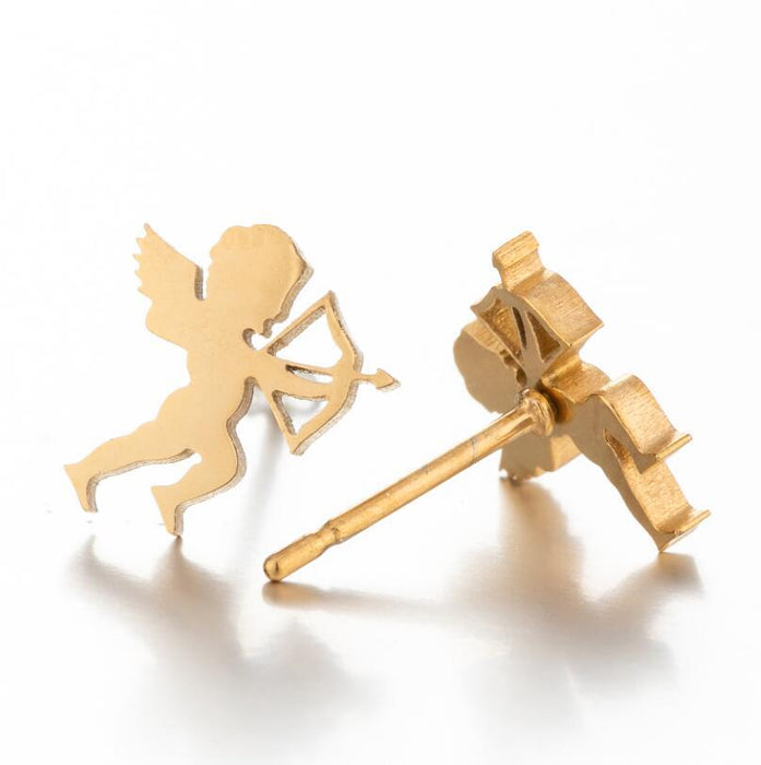 Cupid's Arrow Stainless Steel Stud Earrings - Cute and Playful Love Jewelry