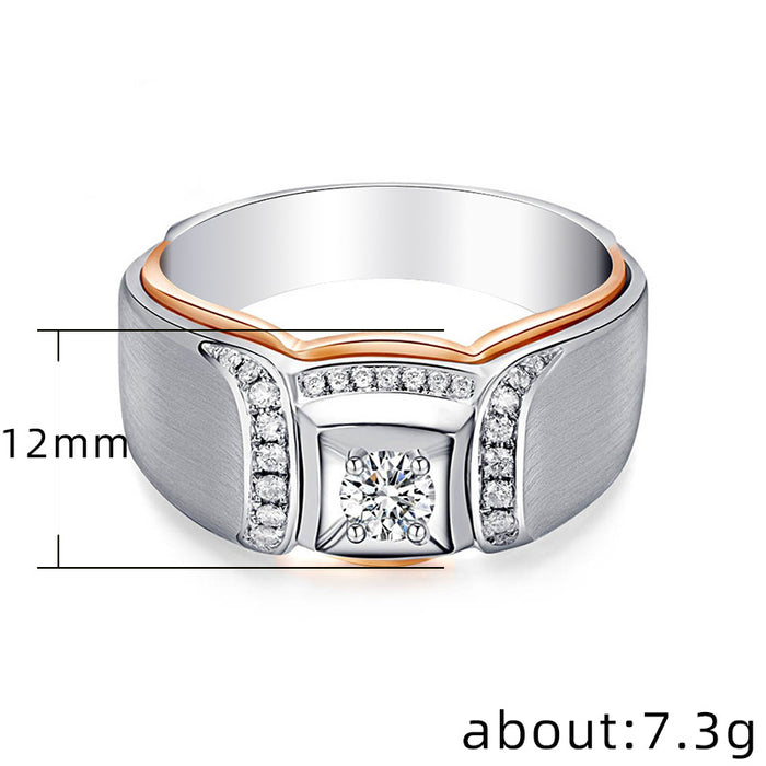 Fashionable and elegant ladies wedding ring electroplated two-color imitation zircon