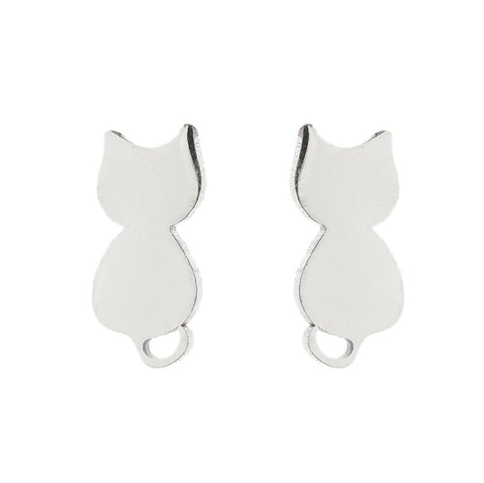 Pendientes de gato y ratón, lindos pendientes coreanos de acero inoxidable con forma de gato pequeño para mascotas, venta al por mayor