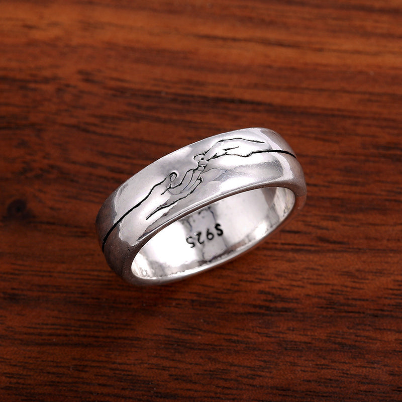 Anillo de pareja de mano simple, joyería de mano europea y americana
