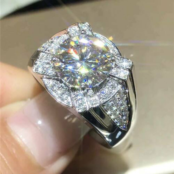 Women's zircon wedding ring European and American fashion imitation platinum plated jewelry