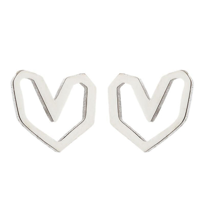 Love heart earrings, Japanese and Korean women's new stainless steel couple kiss lips simple earrings in stock