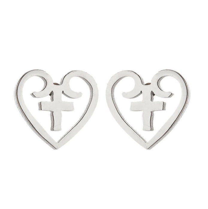 Love heart earrings, Japanese and Korean women's new stainless steel couple kiss lips simple earrings in stock