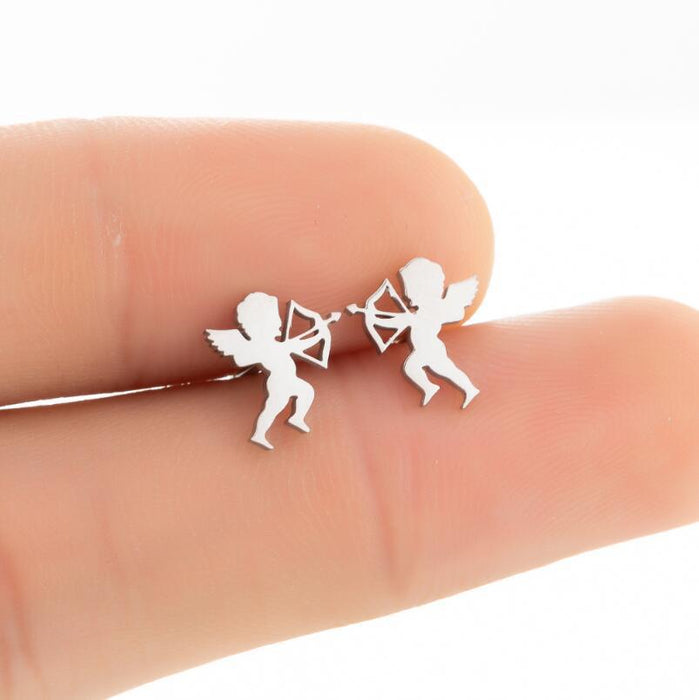 Cupid's Arrow Stainless Steel Stud Earrings - Cute and Playful Love Jewelry