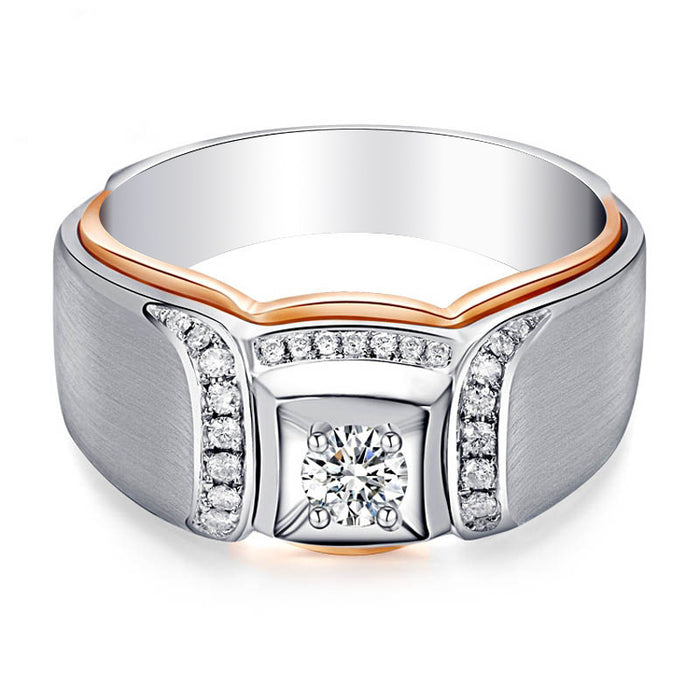 Fashionable and elegant ladies wedding ring electroplated two-color imitation zircon