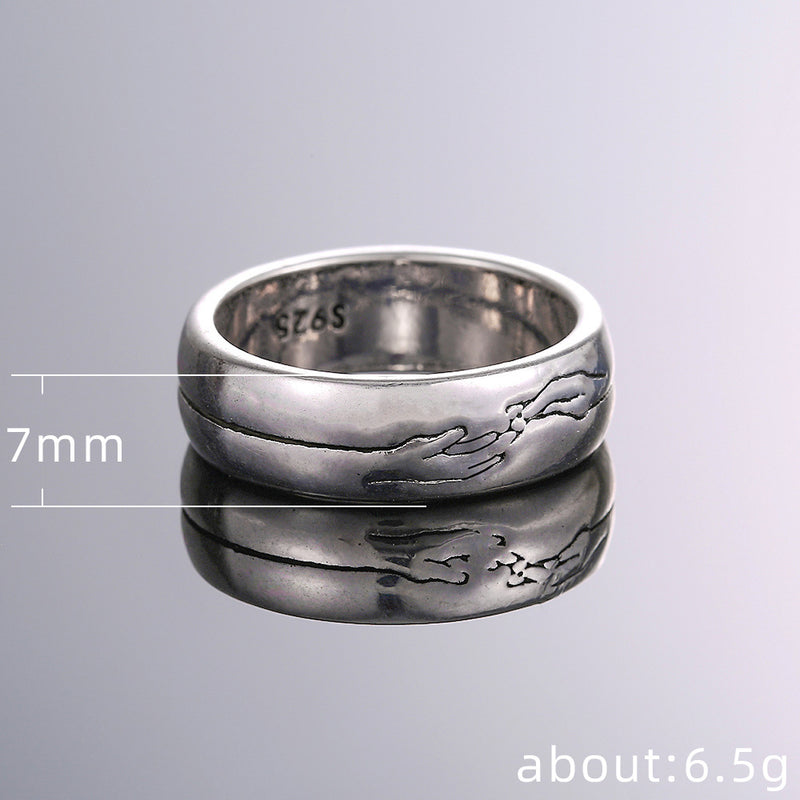 Anillo de pareja de mano simple, joyería de mano europea y americana