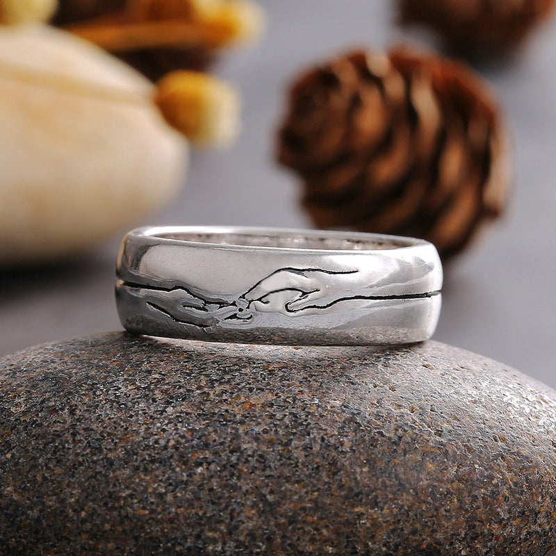 Anillo de pareja de mano simple, joyería de mano europea y americana
