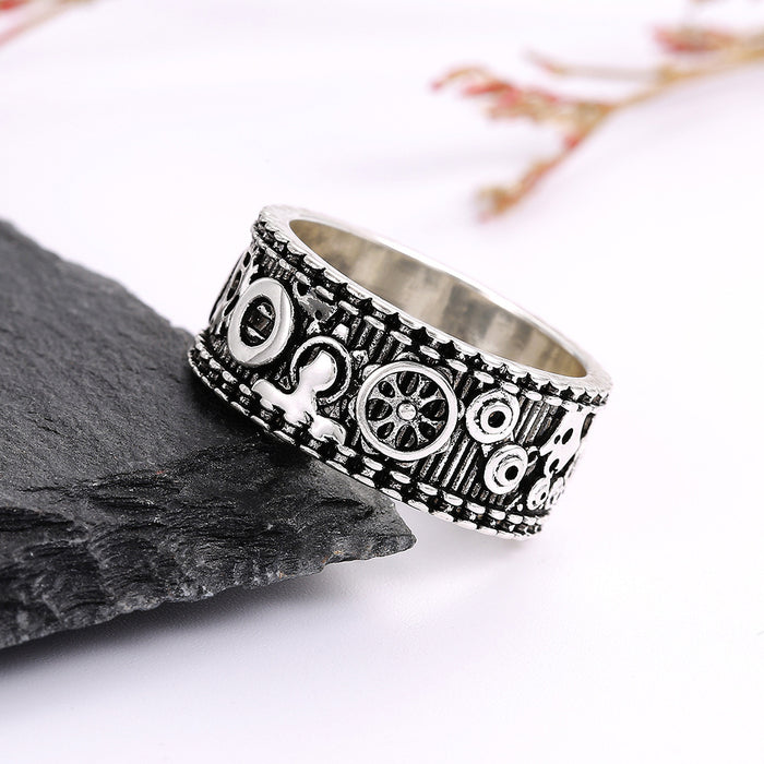 Electroplating gear fashion ring unisex jewelry