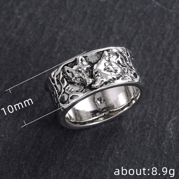 Retro wolf pattern alloy ring for men and women