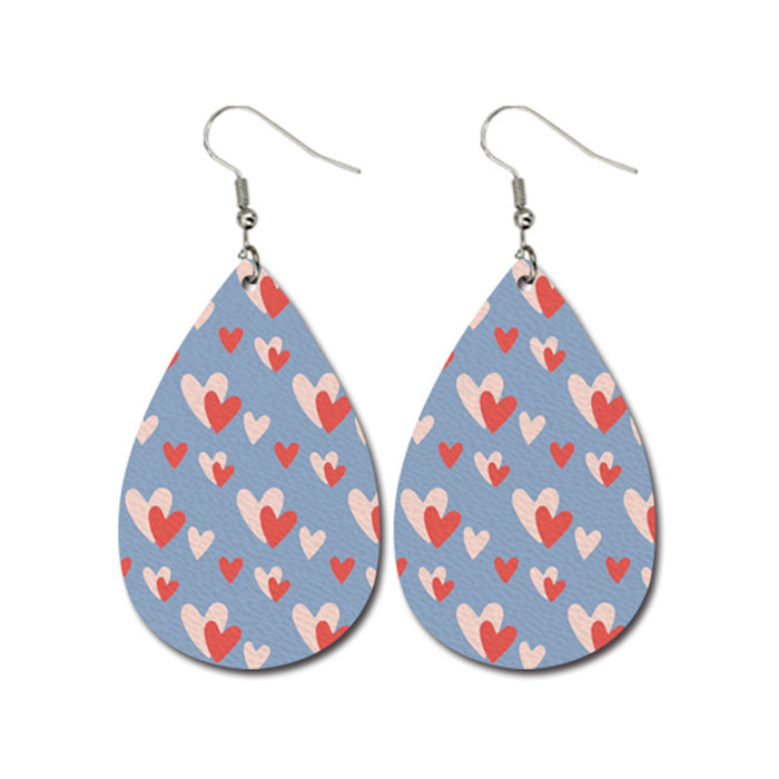 Valentine's Day Heart Love Leather Earrings - Waterdrop Design Jewelry