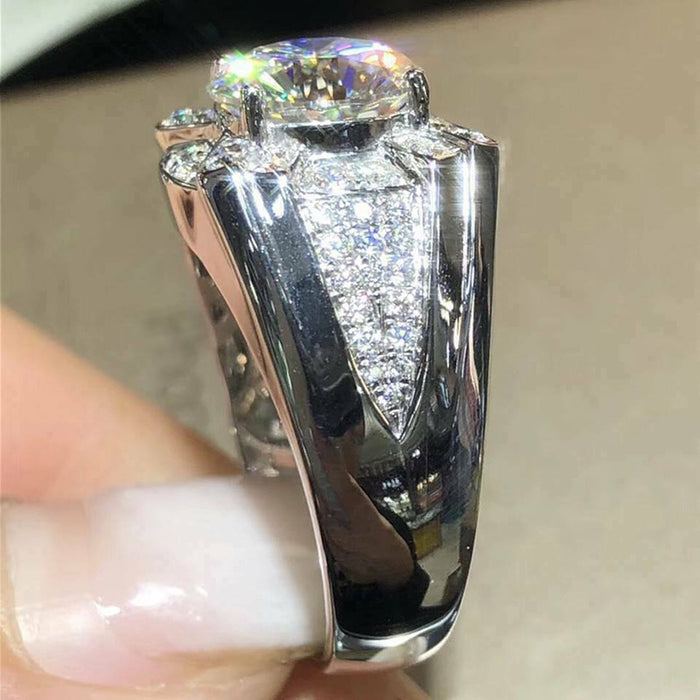 Women's zircon wedding ring European and American fashion imitation platinum plated jewelry