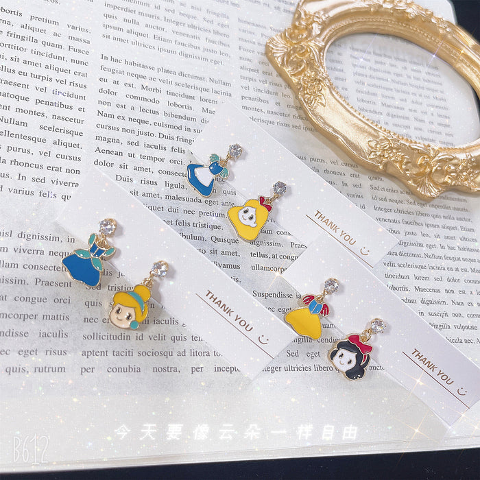 925 silver zircon earrings cute dreamy princess ear clips cartoon style earrings